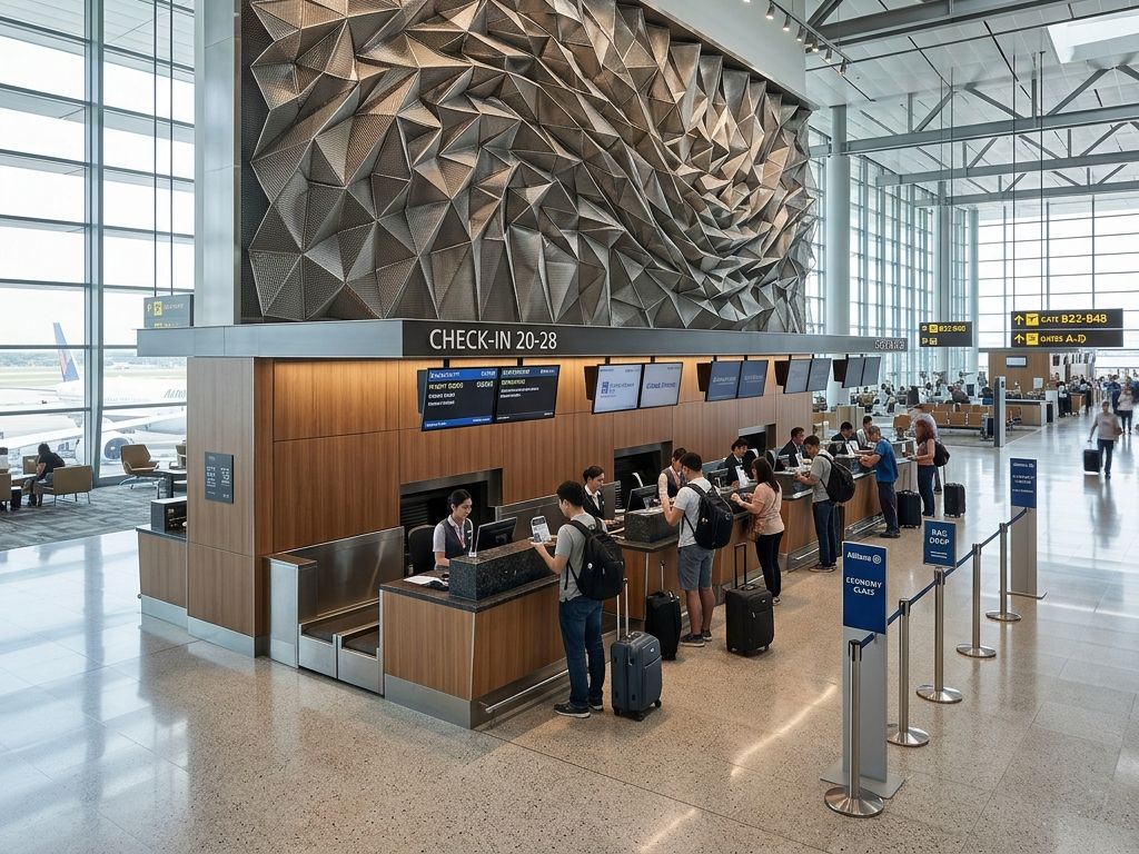 国際空港空港チェックインカウンター背面装飾