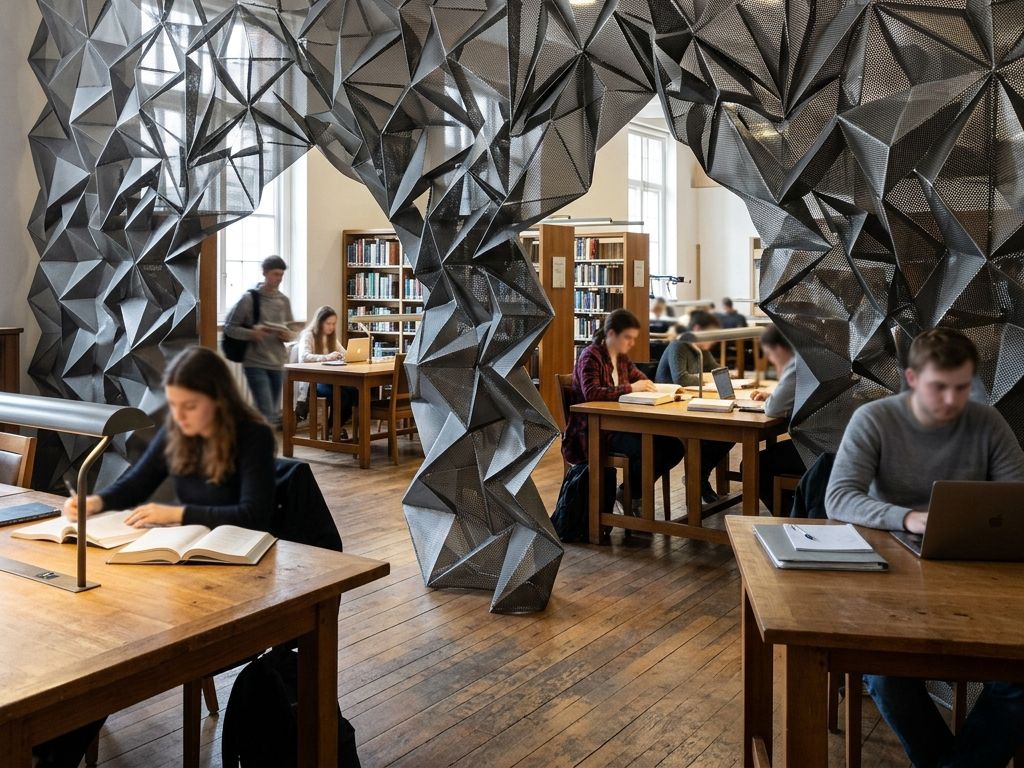 図書館リーディングルーム間仕切りパンチングメタル