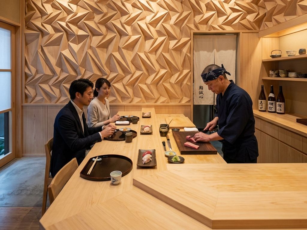 高級和食店カウンター背面壁